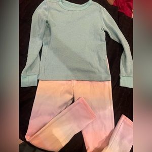 Gymboree sparkle top and rainbow ombré fleece pants